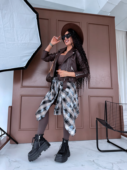 Ādas imitācijas jaka "ESPRESSO 16038" - CHOCO