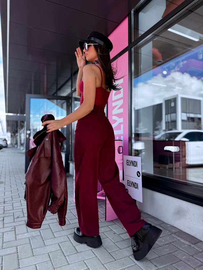 "FADED" džinsai F108 - bordo