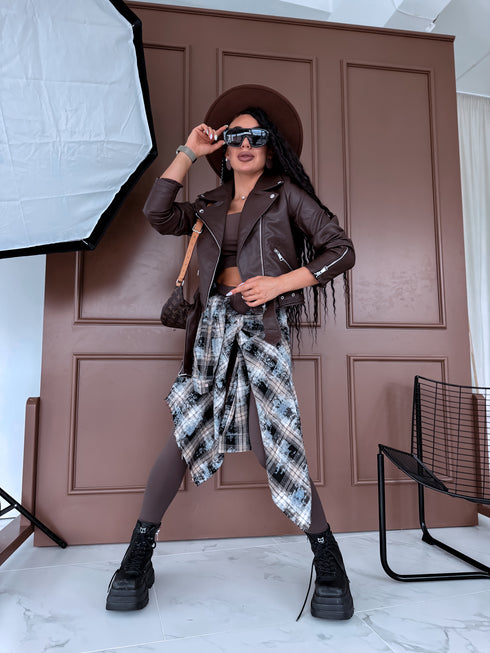 Ādas imitācijas jaka "ESPRESSO 16038" - CHOCO