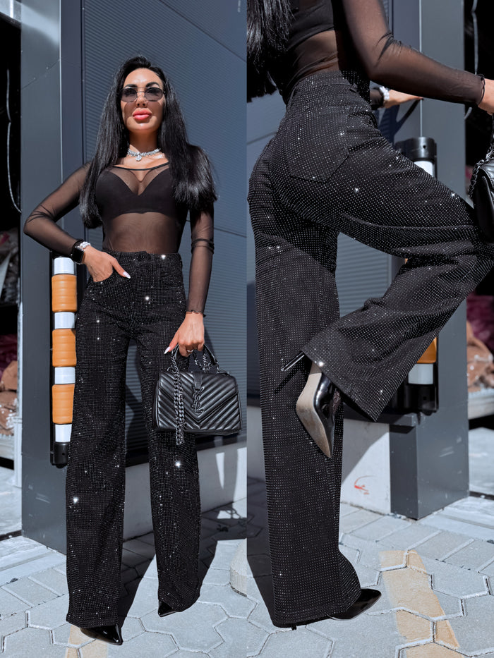Džinsa bikses "SPARKLE GIRL HM8735" - MELNAS
