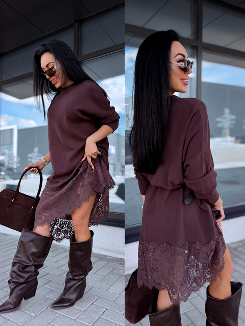 Megzta suknelė "DINY" 26328 - CHOCO