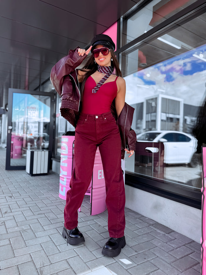 "FADED" džinsai F108 - bordo