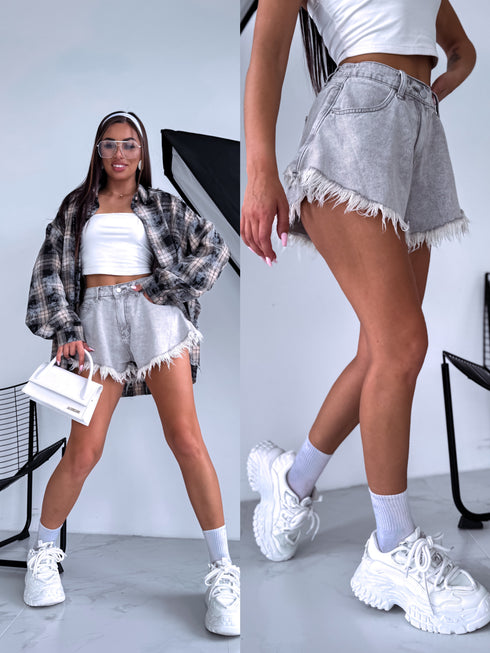 Джинсовые шорты "MANIA" PJ8183 - СЕРЫЕ