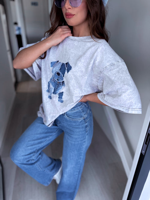 Marškinėliai "DENIM DOG 25044" - ŠVIESIAI PILKA