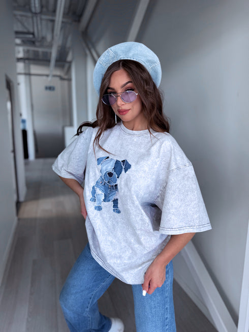 Marškinėliai "DENIM DOG 25044" - ŠVIESIAI PILKA
