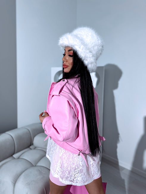 Dirbtinės odos striukė "VINE ROSE 16172" - ŠVELNI ROŽINĖ