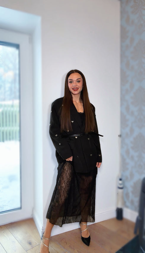 LUX juoda, VIENAS DYDIS švarkas "HEARTS"