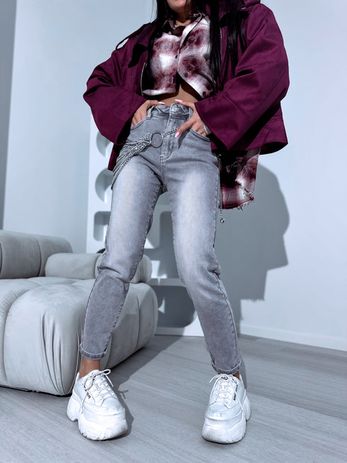 Light grey MOM STRETCH trousers "MIRACLE" AT122-40