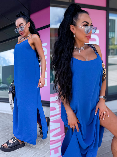 "LĪGO" kleita ar sakrustotām lencēm - royal blue