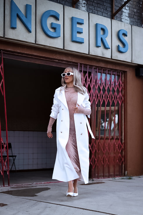 Lightweight Autumn Trench Coat - White