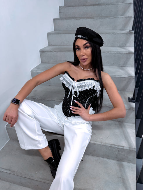 Luxurious corset "WHISPERED LOVE" ST13217 - BLACK & WHITE PRE-ORDER