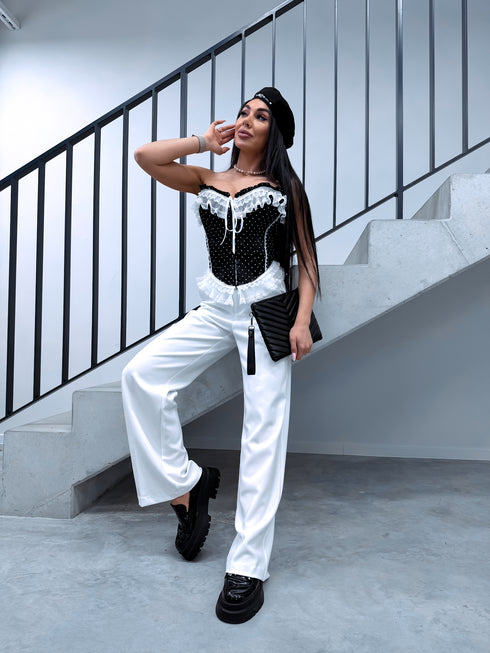 Classic, WHITE fabric pants "SEASON HIT" VS02 PRE-ORDER