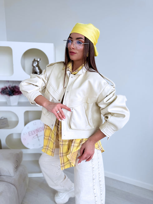 Dirbtinės odos striukė "VINE ROSE 16172" - ŠVIESI SMĖLIO SPALVA