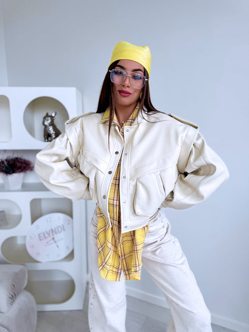 Dirbtinės odos striukė "VINE ROSE 16172" - ŠVIESI SMĖLIO SPALVA