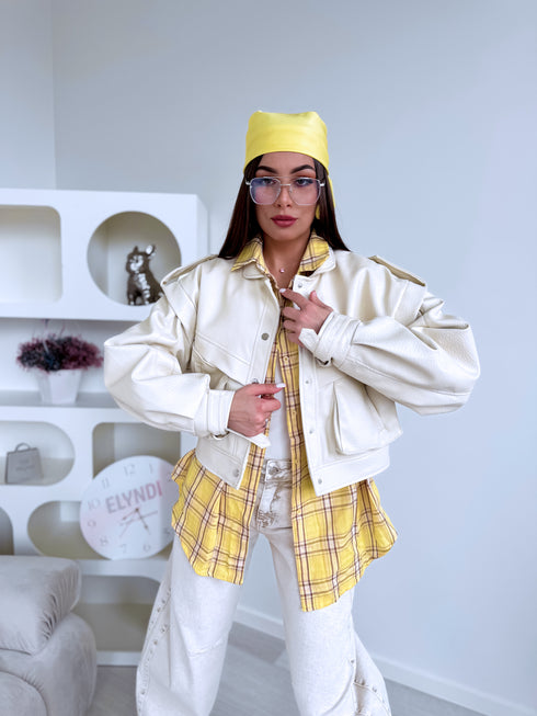 Dirbtinės odos striukė "VINE ROSE 16172" - ŠVIESI SMĖLIO SPALVA