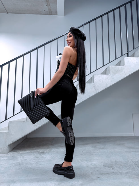 "STATES T5399-10" denim PUSH-UP pants - BLACK