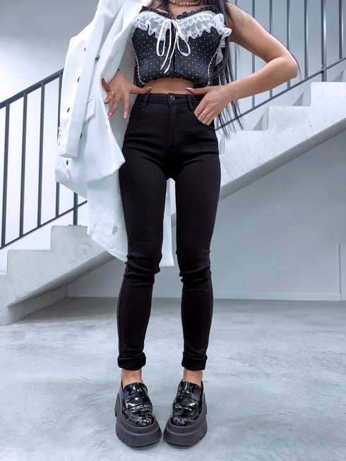 "STATES T5399-10" denim PUSH-UP pants - BLACK