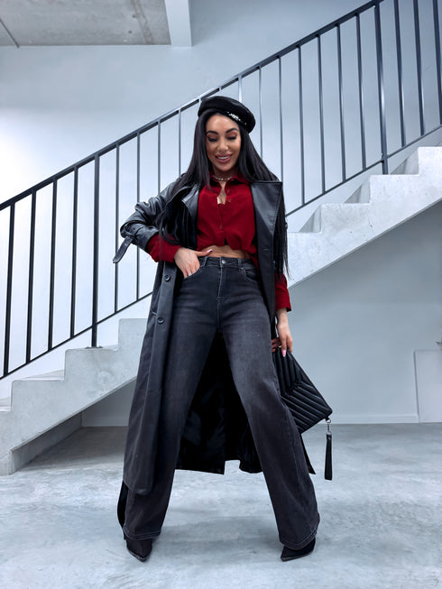 Elastic WIDE LEG trousers "ASH" DJ23 - dark gray PRE-ORDER