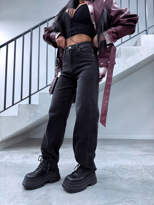 Elastic WIDE LEG trousers "ASH" DJ23 - dark gray PRE-ORDER