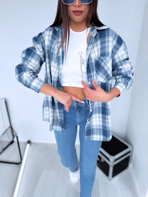 "TOUCH OF GLOW" languotas marškinėliai TR0860 - TAMSIAI MĖLYNA