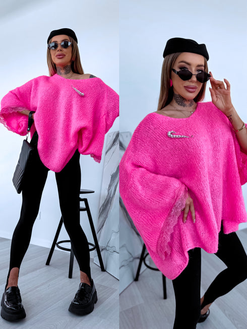 MOHAIR sweater "FRANCE 41356" - bright pink