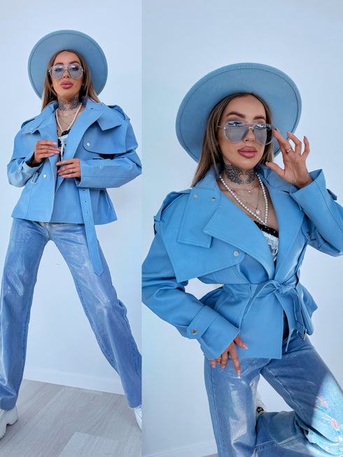 Куртка из искусственной кожи "RENEW" PU7582 - СВЕТЛО-ГОЛУБАЯ