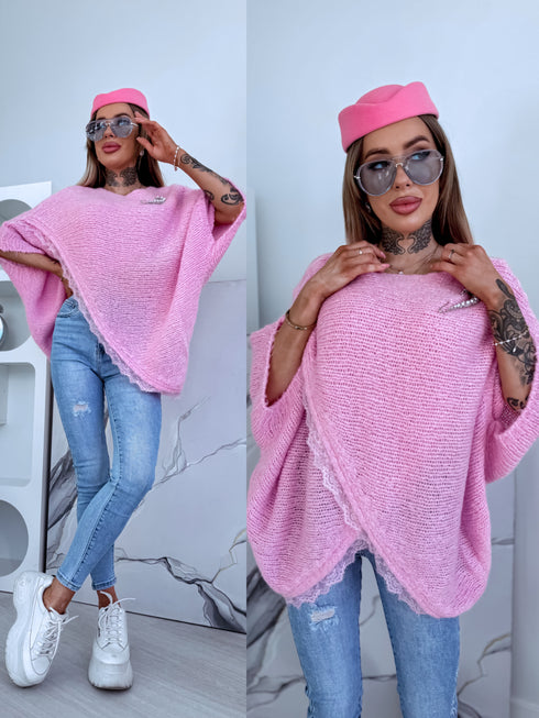 Мохеровая оверсайз жилетка "POSES" 84236 - НЕЖНО-РОЗОВАЯ