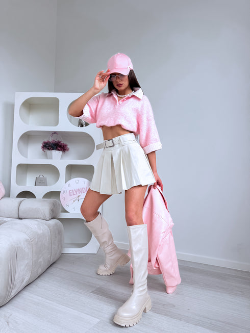 Šortai-sijonas "CITY FLIRT" W49888 + diržas - ŠVIESIAI SMĖLINĖS