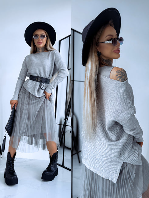 "EMMA 3220" set - dress + jumper - gray
