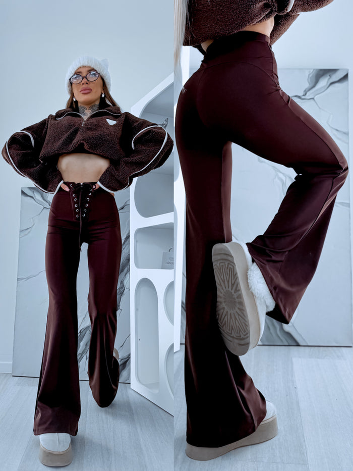 Leggings with Adjustable Waist "ELITE LINE 6883" - Choco