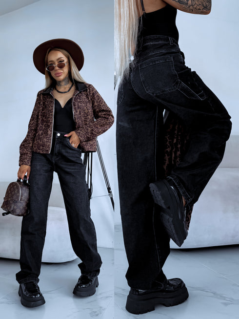 "WIDE BALLON" jeans trousers 8379 - dark grey