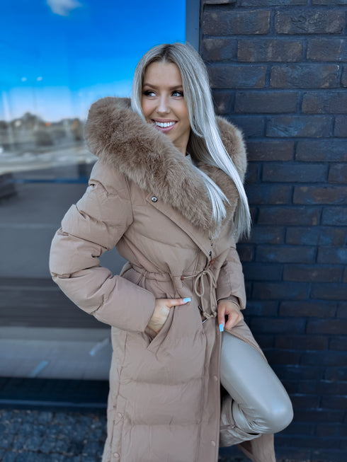 Ilgas paltas "WINTER WEAR FC83" - KAPUČINO IŠANKSTINIS UŽSAKYMAS