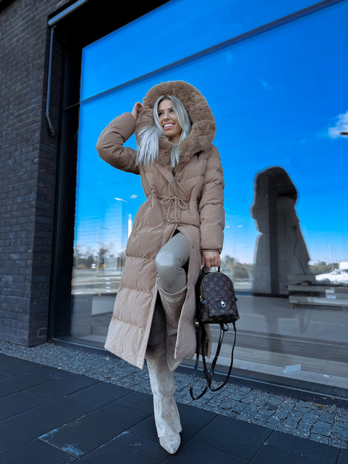 Ilgas paltas "WINTER WEAR FC83" - KAPUČINO IŠANKSTINIS UŽSAKYMAS