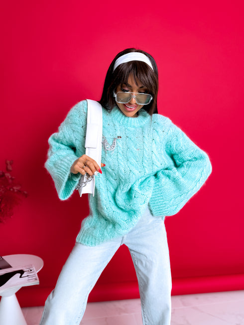 ELYNDI mohēras džemperis - mint