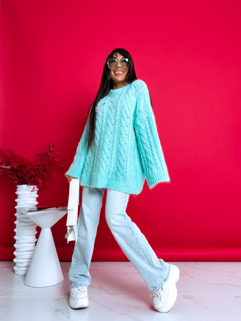 ELYNDI mohēras džemperis - mint