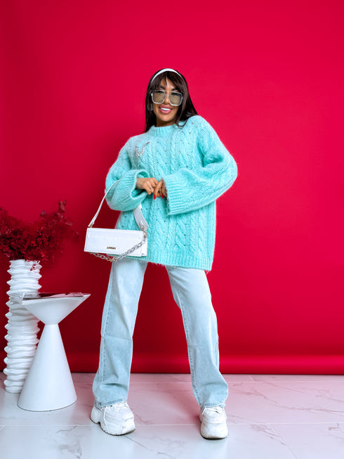 ELYNDI mohēras džemperis - mint