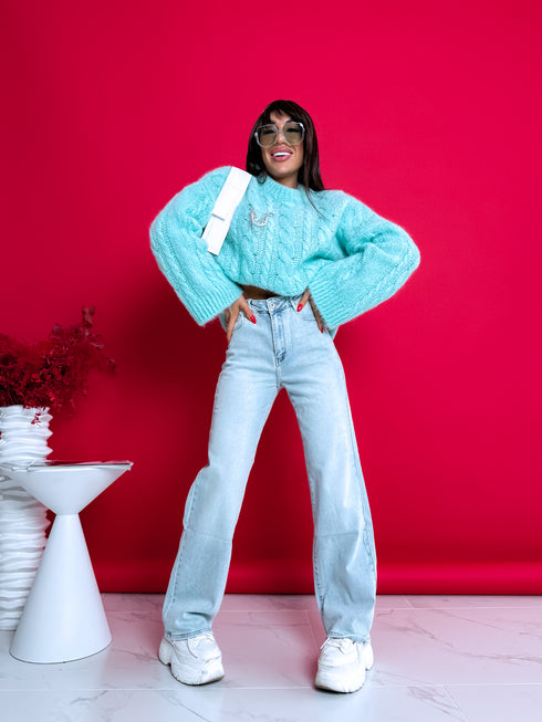 ELYNDI mohēras džemperis - mint