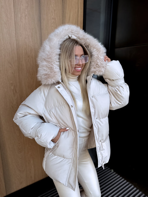 Puffy, short jacket "FUSION AD611" - BEIGE