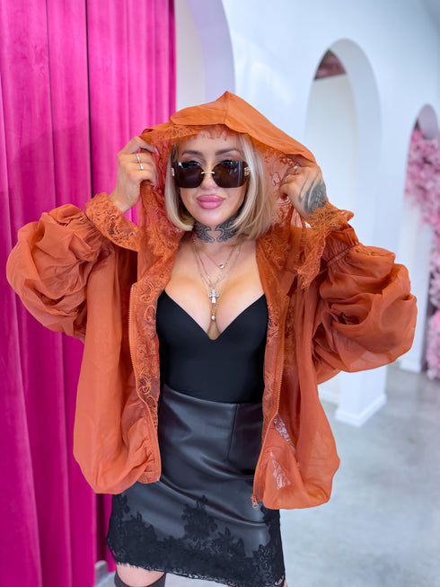 Lace jacket with lining "NECTAR V11002" - BURNT ORANGE