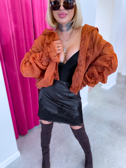 Lace jacket with lining "NECTAR V11002" - BURNT ORANGE