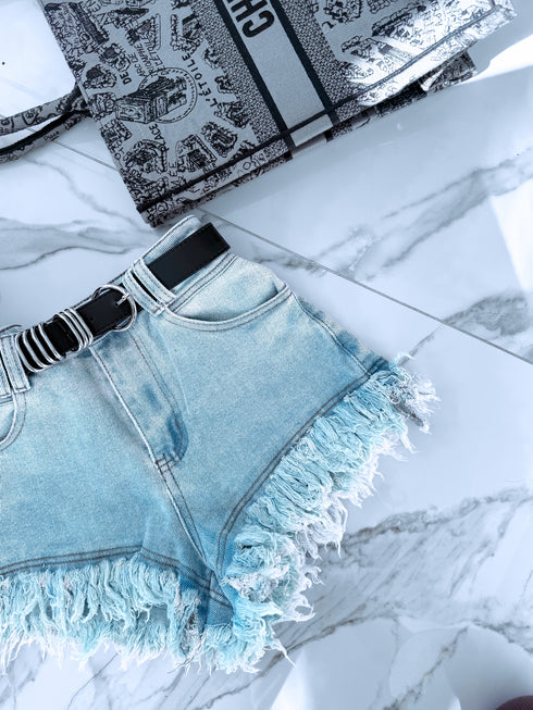 Džinsa šorti ar bārkstīm "MANNERS TR410" - GAIŠI ZILI