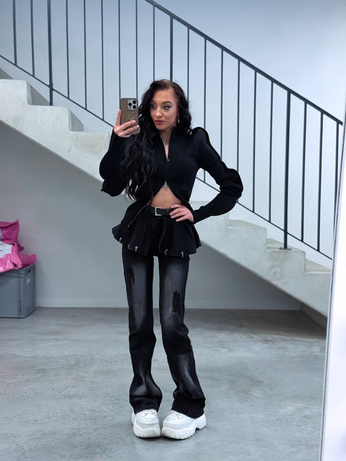 LUX denim pants "CHAIN STYLE" ND008 - BLACK