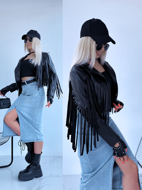 "MOONSTONE 4359" crop jacket - black