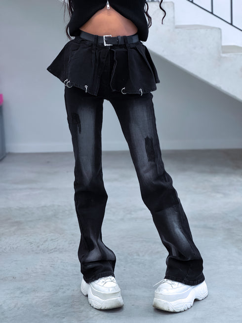 LUX denim pants "CHAIN STYLE" ND008 - BLACK