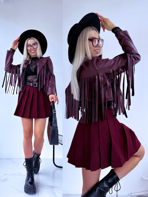 "MOONSTONE 4359" crop jacket - burgundy