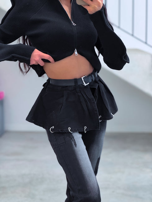 LUX denim pants "CHAIN STYLE" ND008 - BLACK