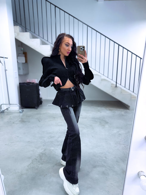 LUX denim pants "CHAIN STYLE" ND008 - BLACK