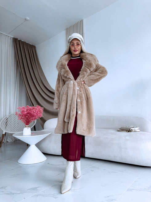 PŪKAINS mētelis "LUX MONT BLANC FL2270" - KAPUČĪNO