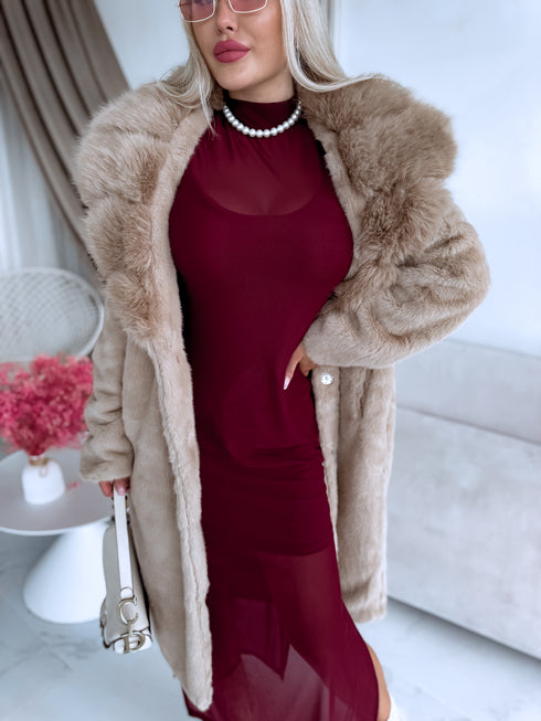 PŪKAINS mētelis "LUX MONT BLANC FL2270" - KAPUČĪNO