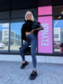 Skinny džinsa bikses "ELEVEN" T5397-6 - TUMŠI ZILAS